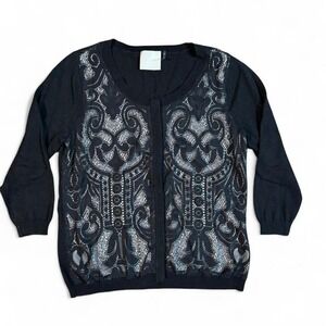 Evolution by Cyrus Black lace‎ cardigan sweater size small